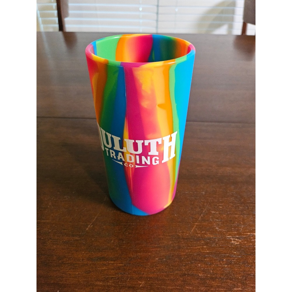 Duluth Trading Co Silipint Mug Rainbow Tie Dye Silicone Pint Glass